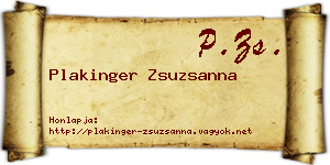 Plakinger Zsuzsanna névjegykártya